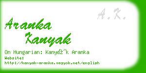 aranka kanyak business card